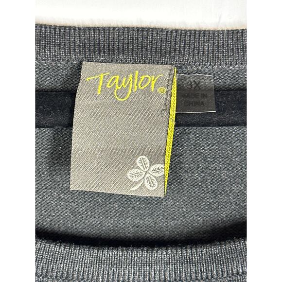 Taylor Chevron Scoop Neck Sweater Dress Tie Waist Midi Brown Plus Size 3X Office - Picture 10 of 15